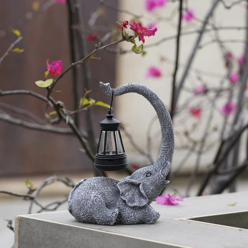 Best-selling garden elephant lantern solar-powered outdoor courtyard decoration resin ornament craft