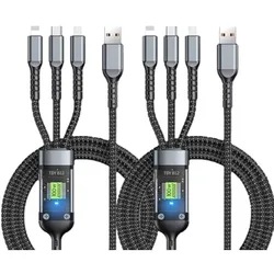 Transparent Luminous 3-in-1 Super Fast Charging Cable, 3 in 1 Charging Cable, Compatible with Phone/Android/Tabl