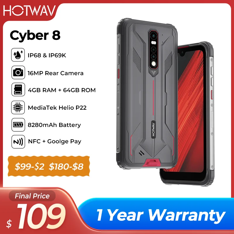 hotwav cyber robusto 4gb 64gb ip68 a prova d agua 8280mah bateria 16mp camera traseira 63 polegadas hd nfc android 11 01