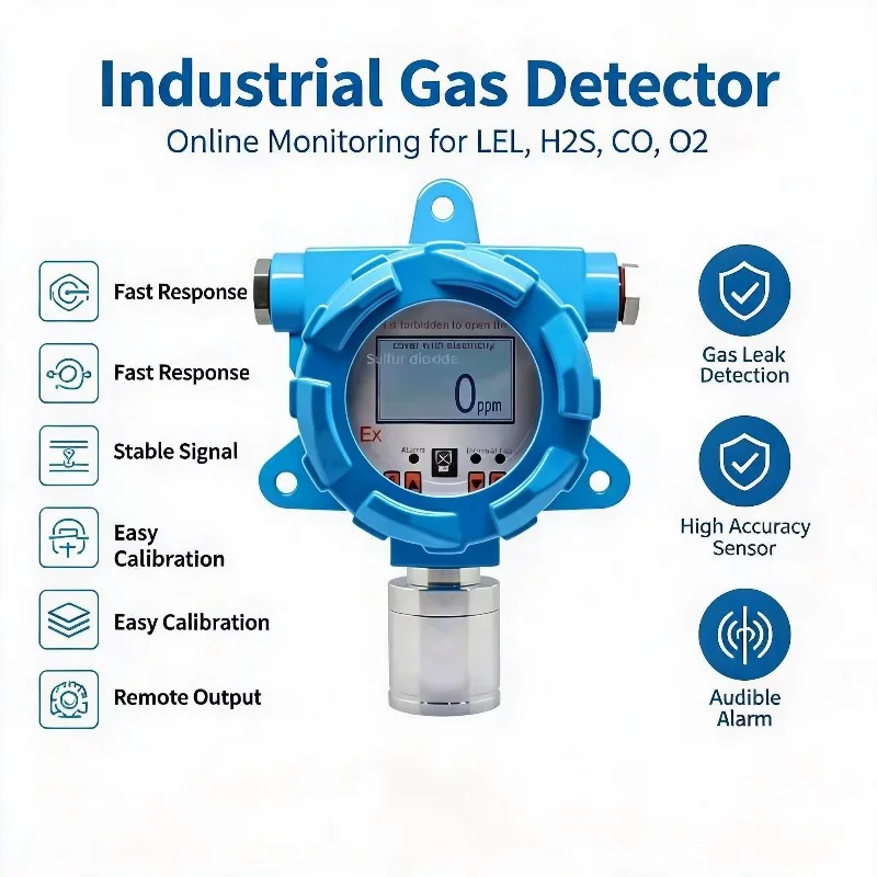 BTYQ-DR400 Industrial Explosion-proof Sulfur Dioxide Gas Detector Fixed LCD Display High Accuracy 1 Year Warranty