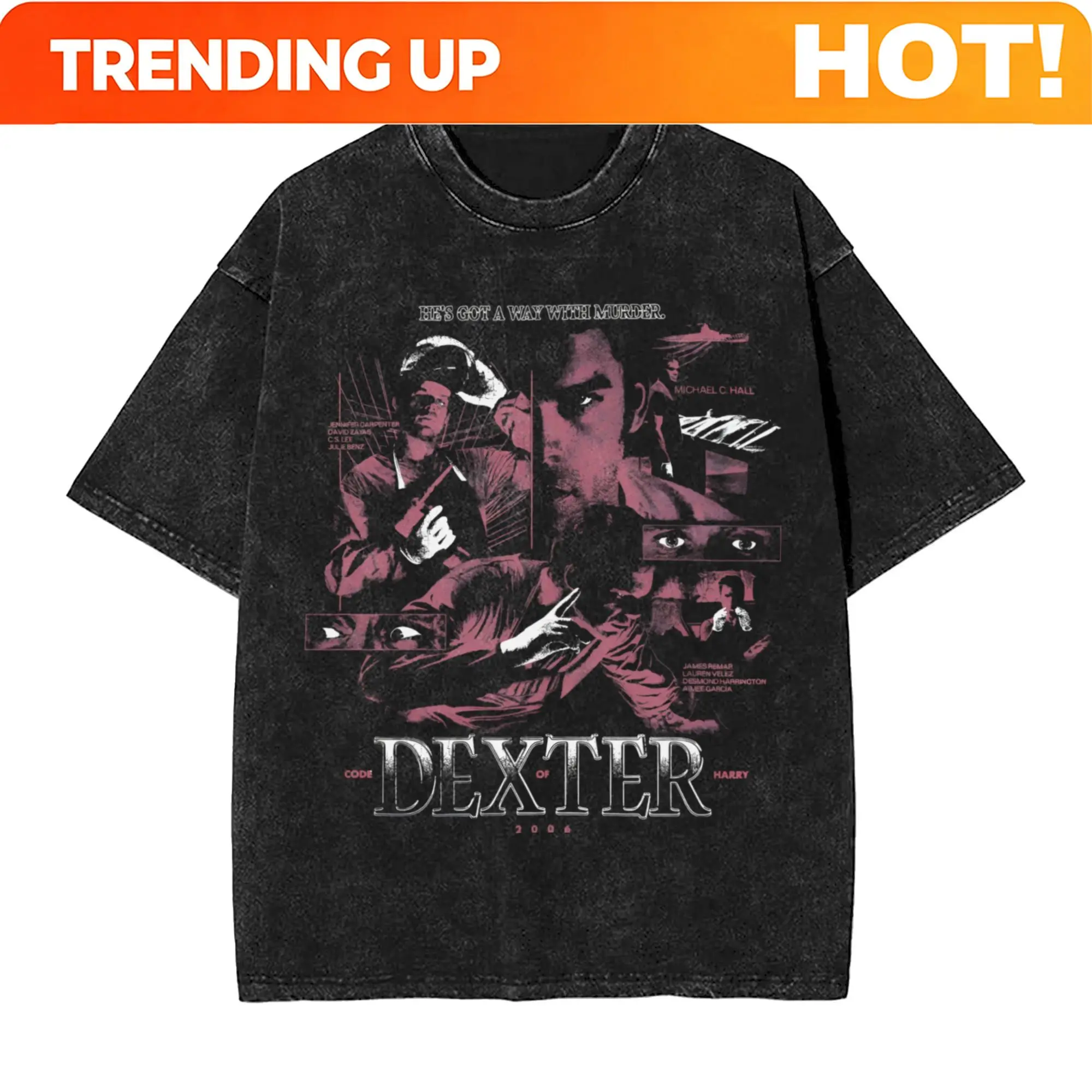 Customization Washed T Shirt Dexter Morgan Slice Of Life Hip Hop Cool T-Shirts Harajuku Horror Film Streetwear Printed Tops Tees