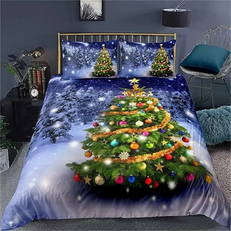 268/10000 Real-Time Translation Translation Merry Christmas big bed duvet cover, Happy New Year farmhouse decoration duvet cove