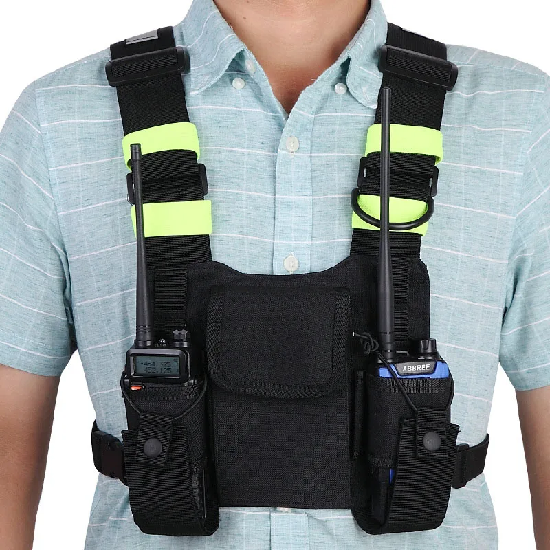 Chaleco táctico unisex con bolsa de pecho y funda para radioaficionados, estilo Hip Hop, para Wouxun Baofeng UV-5R UV-82 bf-888S