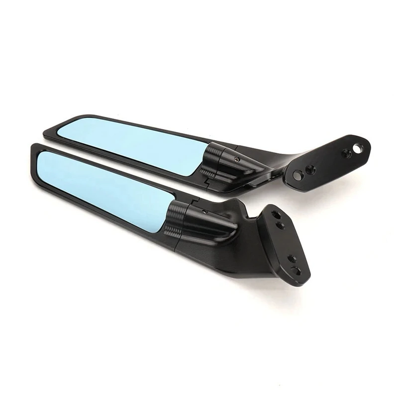 Motorcycle Mirror Blue Anti-Glare Wind Wing Rotating Rearview Mirror Kit For Kawasaki NINJA 636 ZX-6R ZX6R 2019-2024