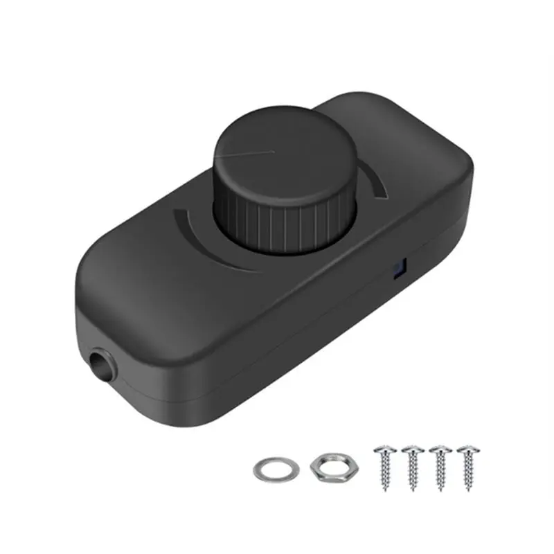 DT21 Inline Dimmer Switch for 12V 24V LED Lights Rotary Push On/Off Stepless Brightness Control for RV Boat
