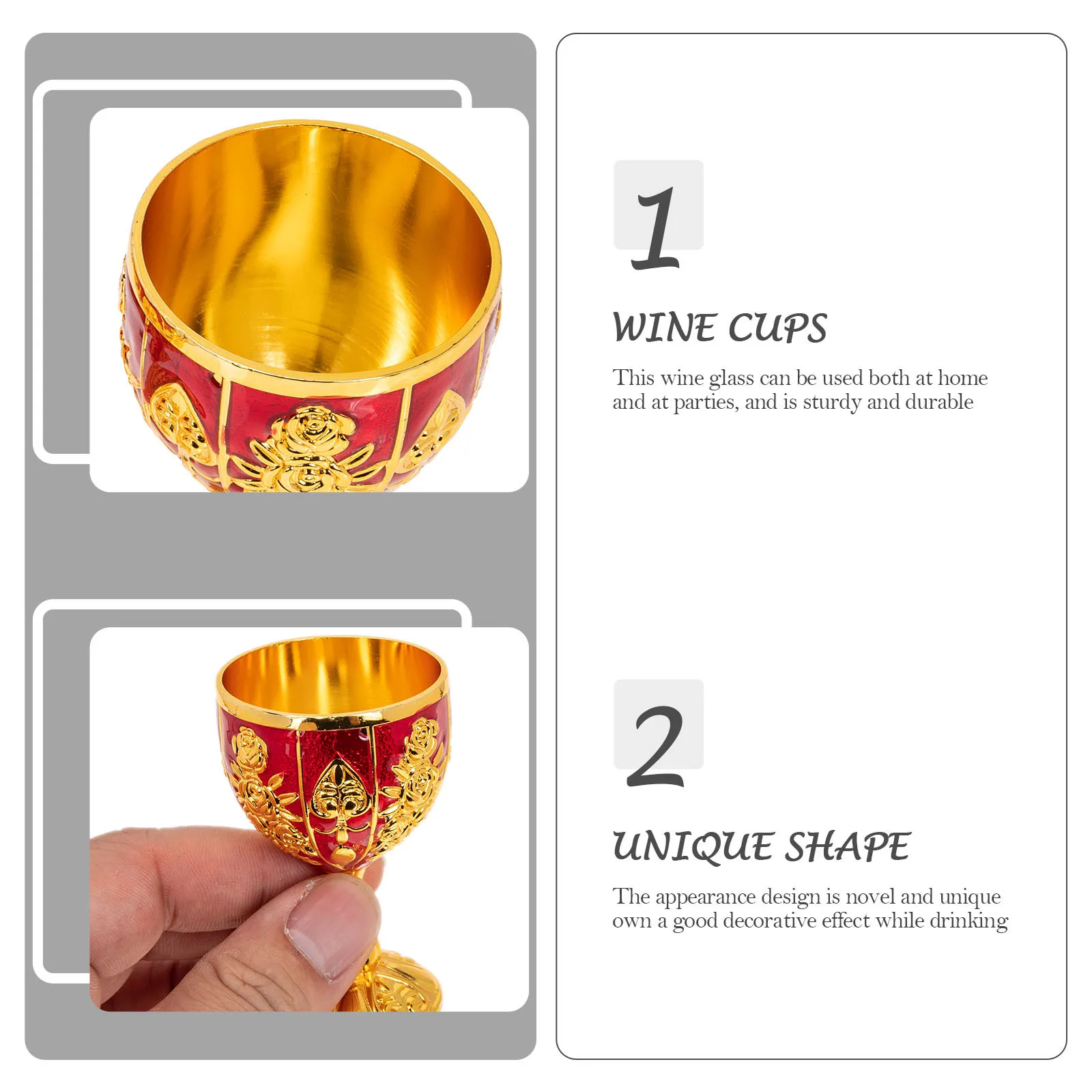 

2Pcs Premium Whisky Goblets Elegant Wine Cups Retro Vintage Party Drinking Glasses European Style Red Wine Holders
