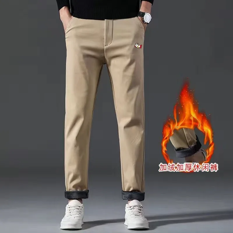 

골프웨어 High Quality Men's Golf Pants Winter Villus Thicken Warm Comfort Golf Trousers outdoor Elastic loose Casual Sport Work Pant