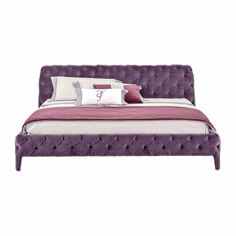 

Italian pull up double bed, master bedroom fabric, modern simple bed