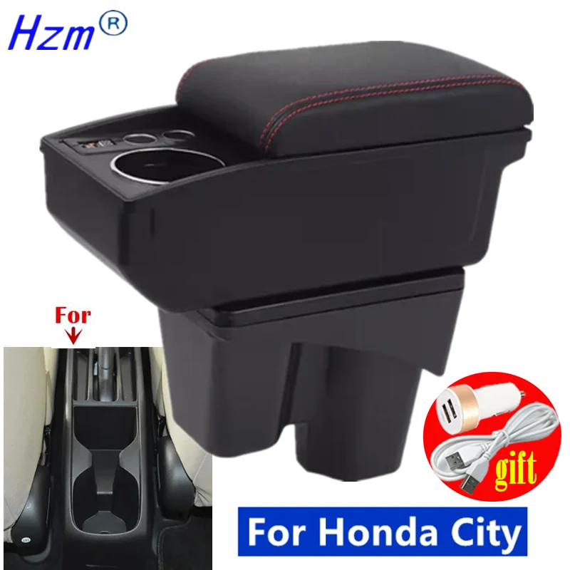 Reposabrazos para coche Honda City, caja de almacenamiento con portavasos, accesorios interiores dedicados para Honda New City