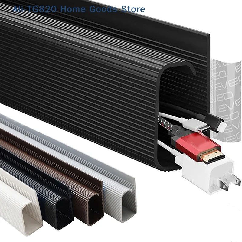 [TG820]40cm/15.75inch Under Desk Cable Management Tray PVC Power Wire Hider Strip Cord Holder Wire Organizer Cable Raceway