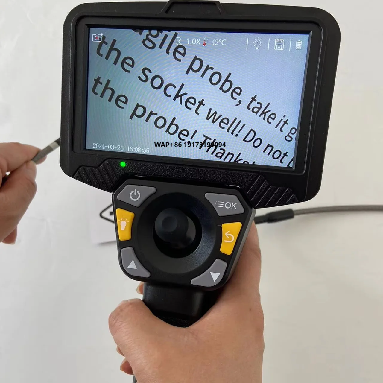 Industrial Borescope , 360° Articulating Endoscope with 5'' Lcd Screen 1MP Waterproof for Auto Engine Inspection