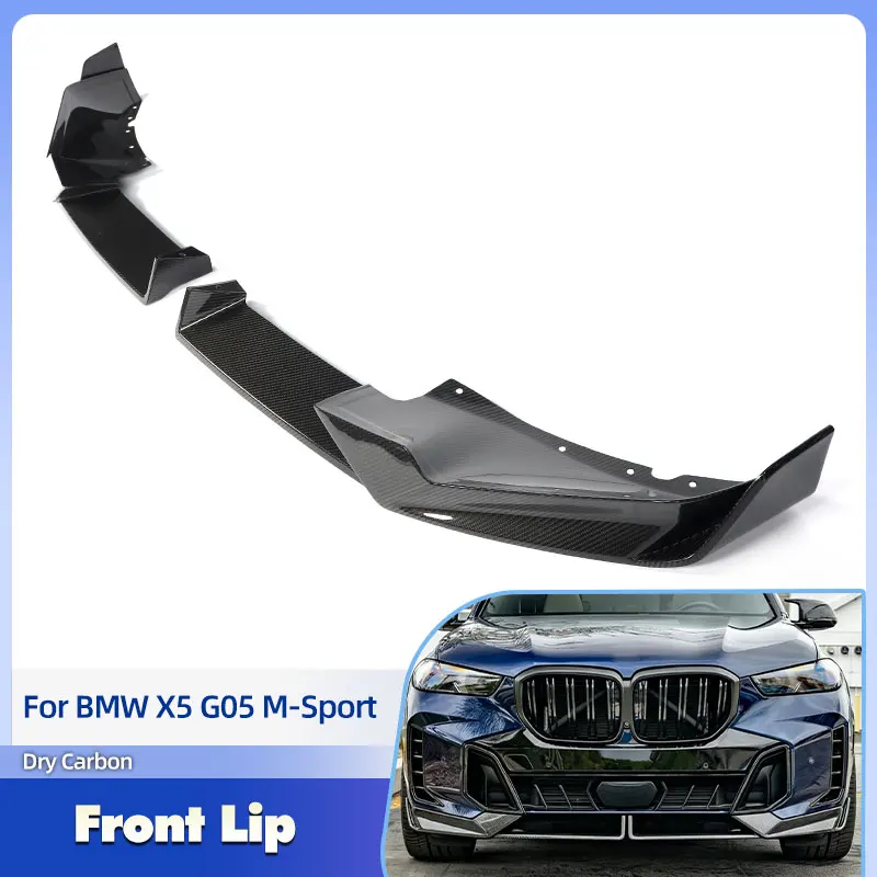 

Car Front Bumper Lip Spoiler for BMW X5 G05 M-Sport LCI 2023-2025 Prepreg Dry Carbon Racing Front Lip Chin Apron Guard Body Kits