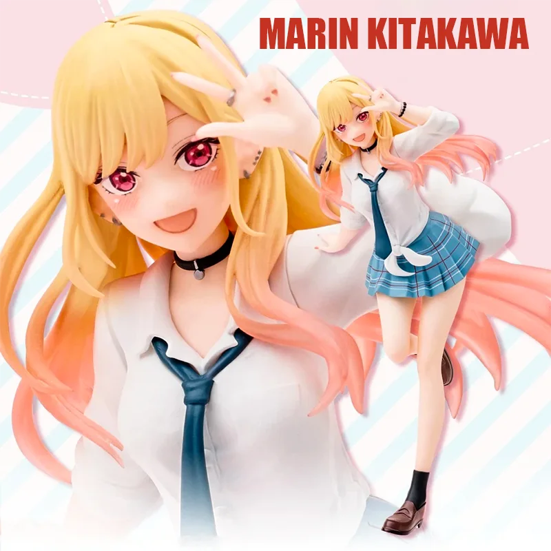19CM Anime My Dress Up Darling Kitagawa Marin Figure School Uniform Dress Up Standing Model Toy Gift Action Figure For Kids PVC