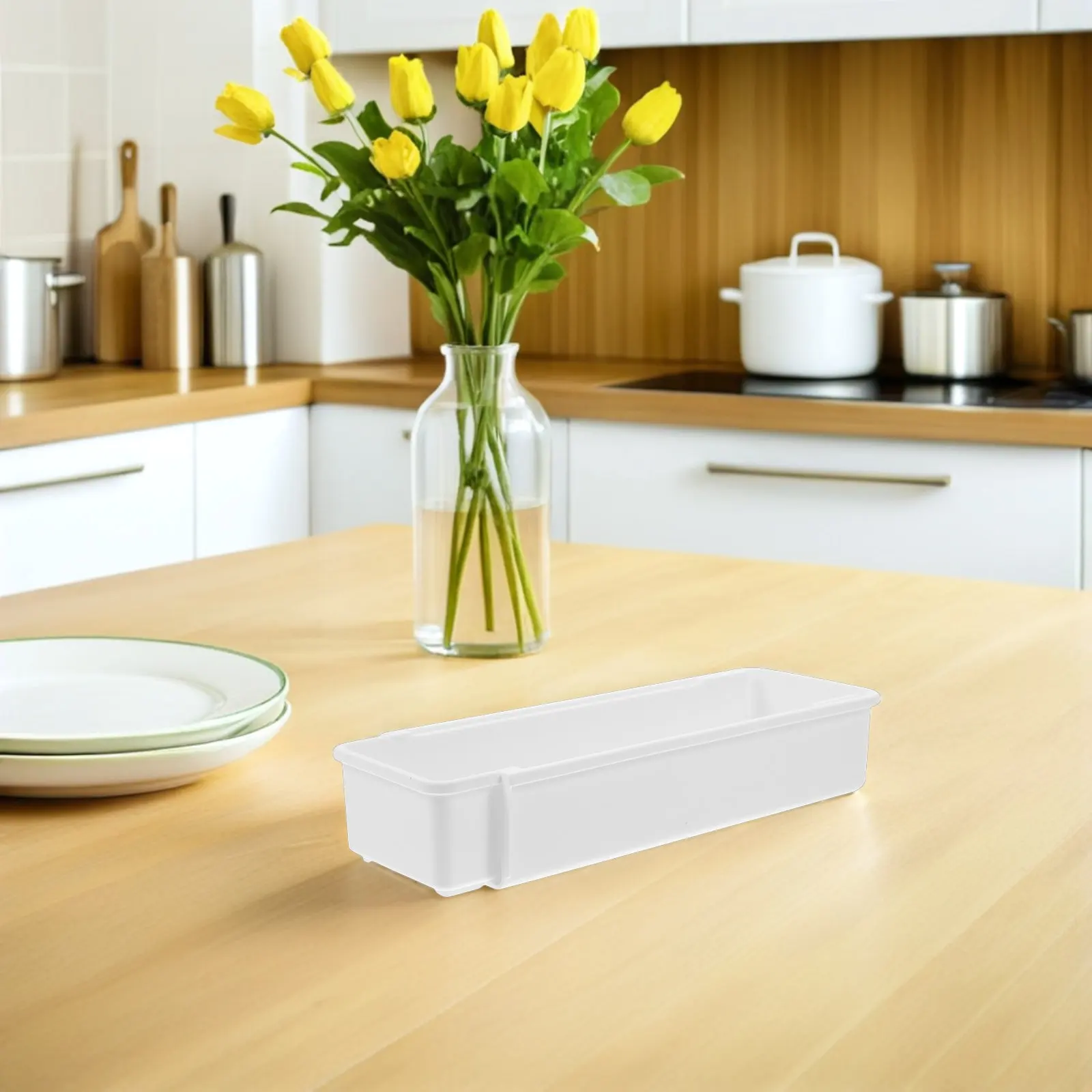 4Pcs Expandable Drawer Organizer Kitchen Storage Box Adjustable Cutlery Tray Plastic Sliding Holder for Silverware Tableware