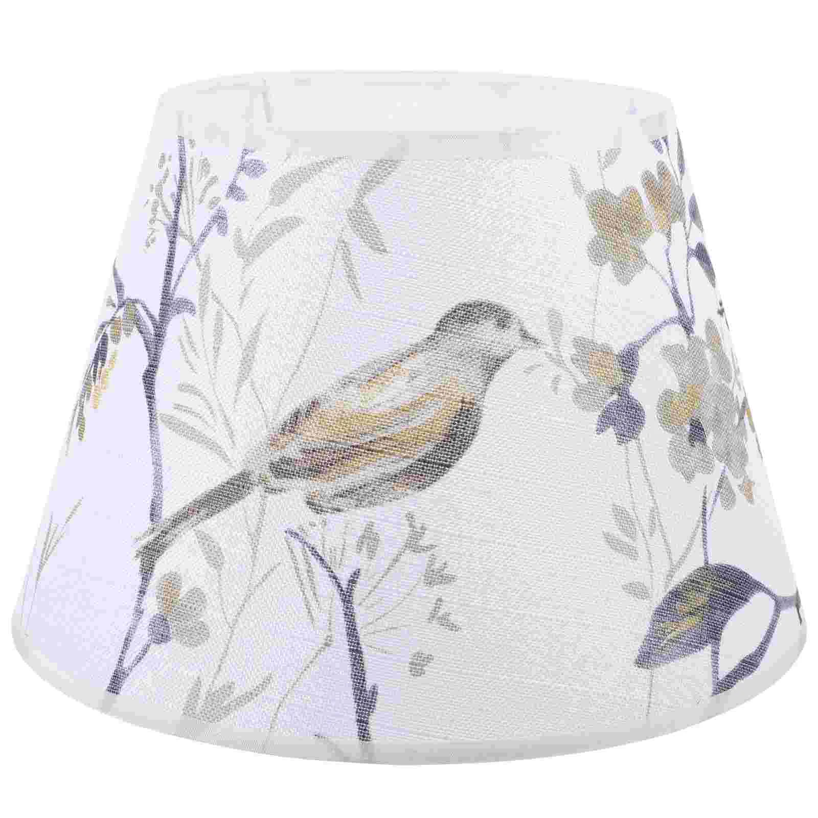 Flower and Bird Fabric Lampshade Cloth Printed Shades Desk Flowers for Table Decorative Accessory