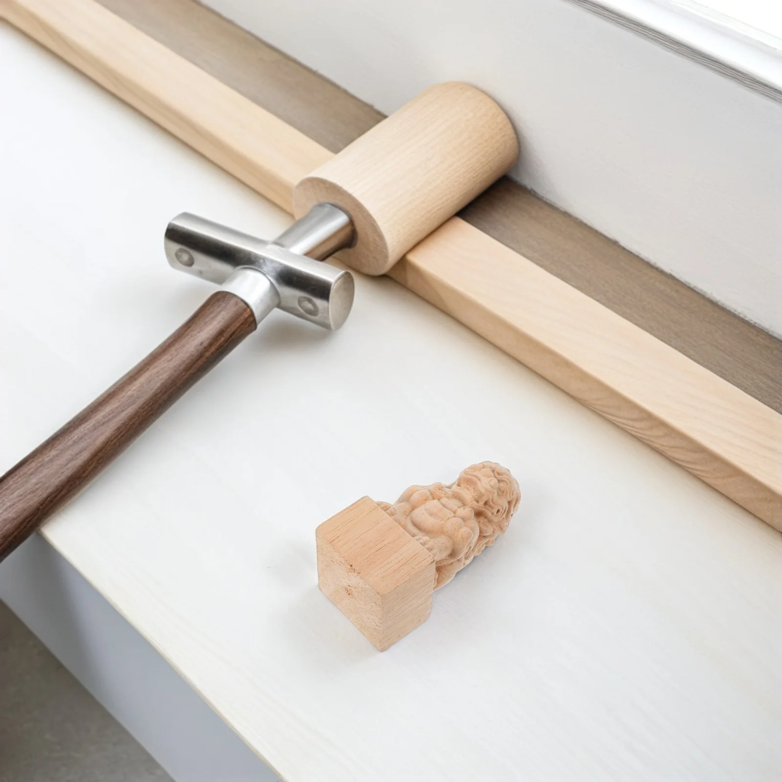 

2pcs Solid Wood Decorative Column Carved Lion Head Post Cap For Fence Railing Staircase Baluster Garden Porch Newel Post Finial