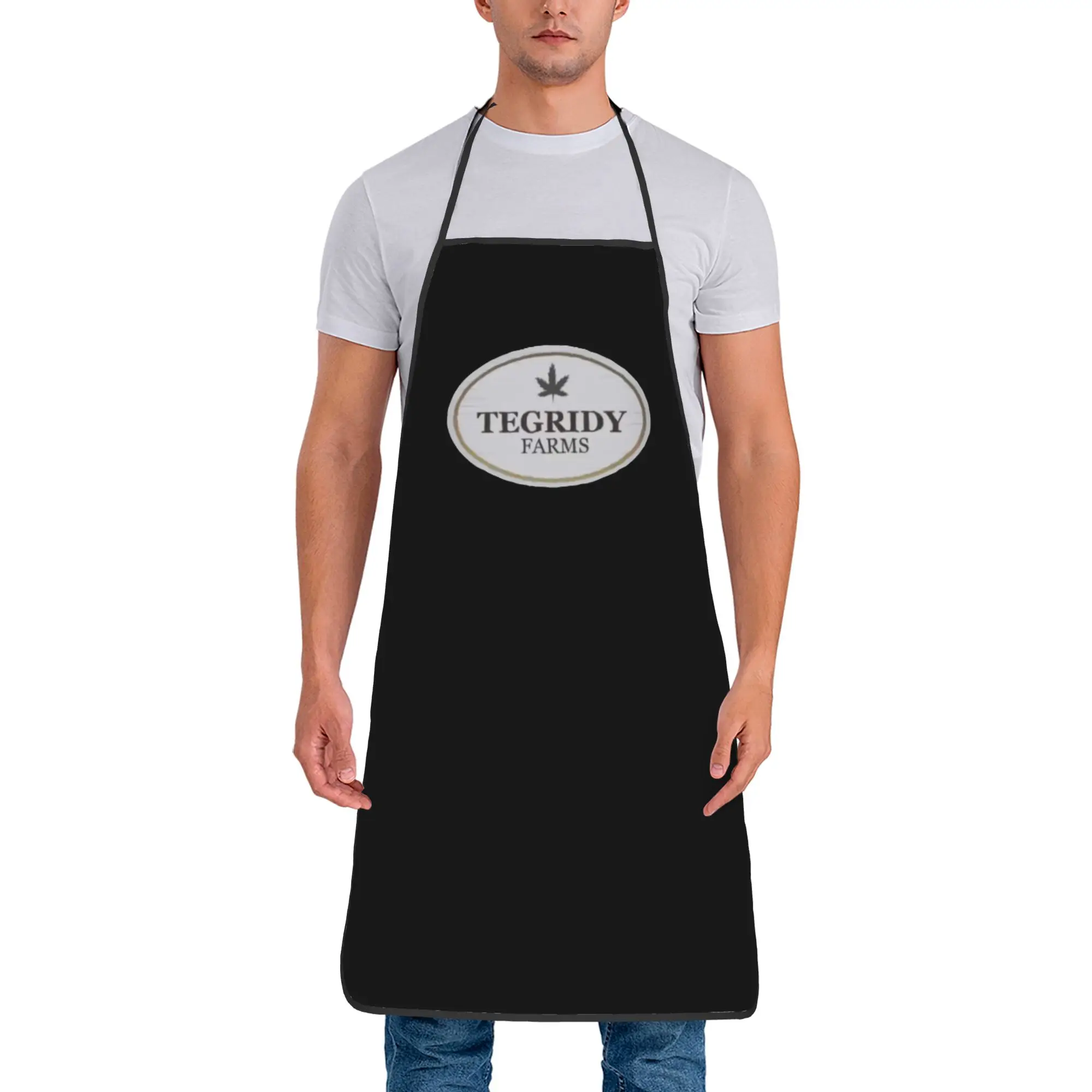 Tegridy Farms Logo  Randy Bib Aprons for Women Men Polyester Cartoon Weed Cooking Adult Waterproof Thin Pinafore Chef