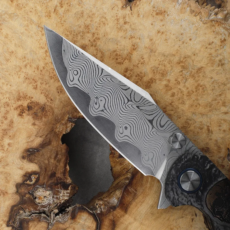 دمشق الصلب (مشبك Rw34 + VG10) شفرة سبائك التيتانيوم مقبض سكين للفرد في الهواء الطلق بقاء التخييم الدفاع عن النفس سكين محمول