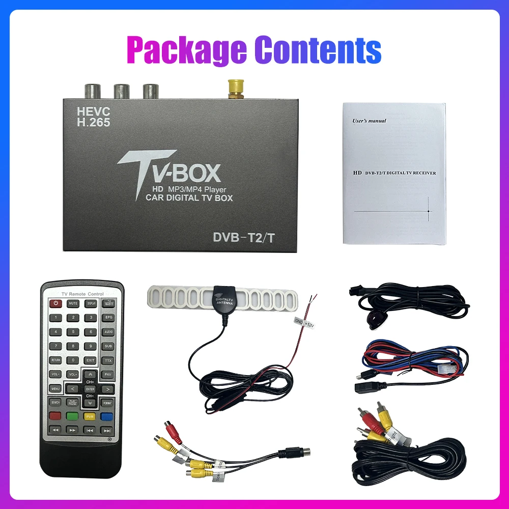 Auto Car TV Signal Box DVB-T/T2 Car Mobile Digital TV Box Receiver HEVC H.265 TV Tuner Box Germany Europe DVB-T DVB-T2