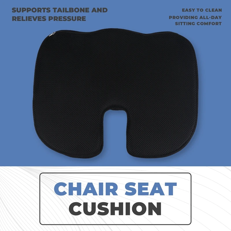 

Orthopedic Pillow Seat Cushion-Non-Slip Memory Foam Coccyx Cushion for Tailbone Pain-Office Chair Car Seat-ABFB