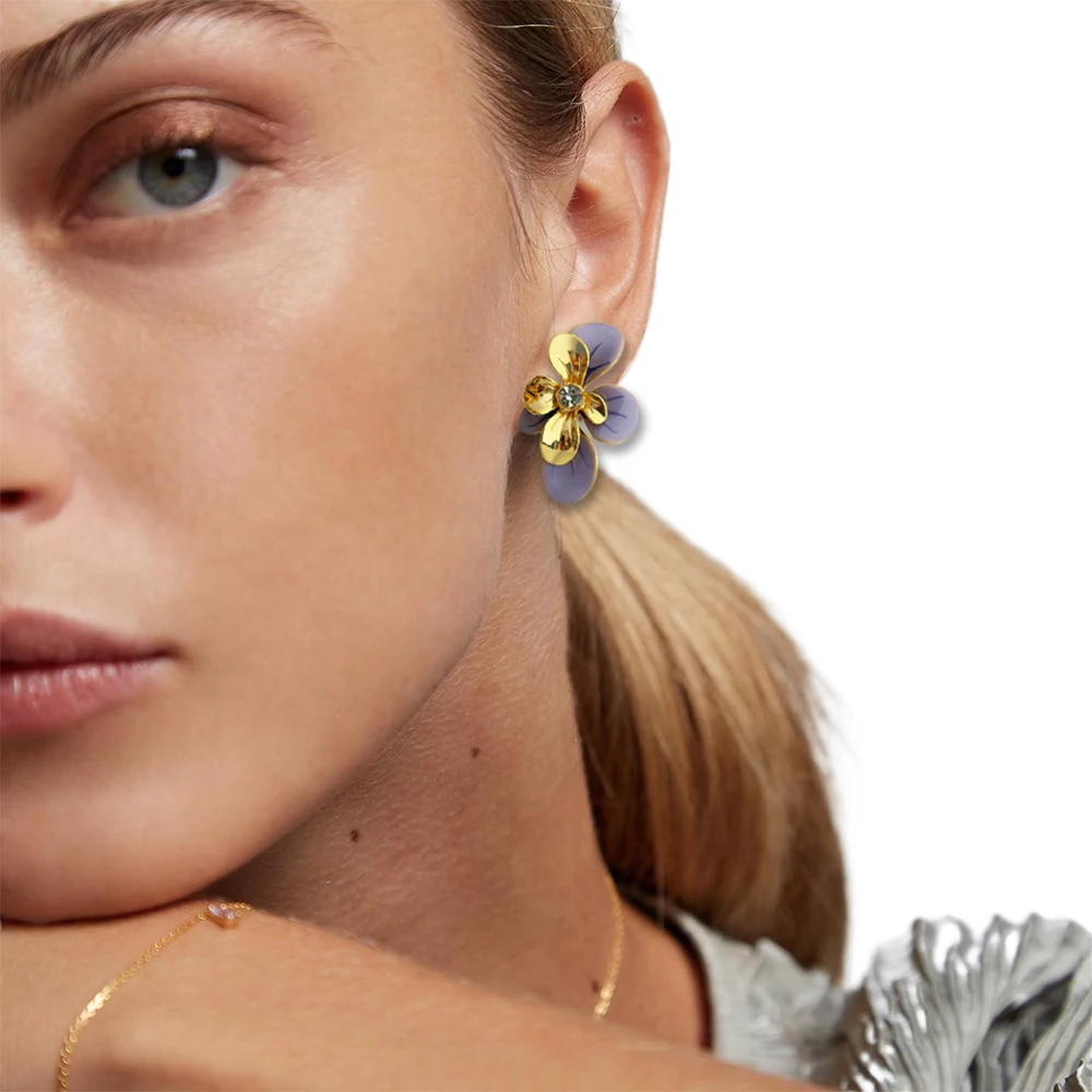 

Vintage Gold Earrings Flower Pearl Earrings Earrings Female Earrings