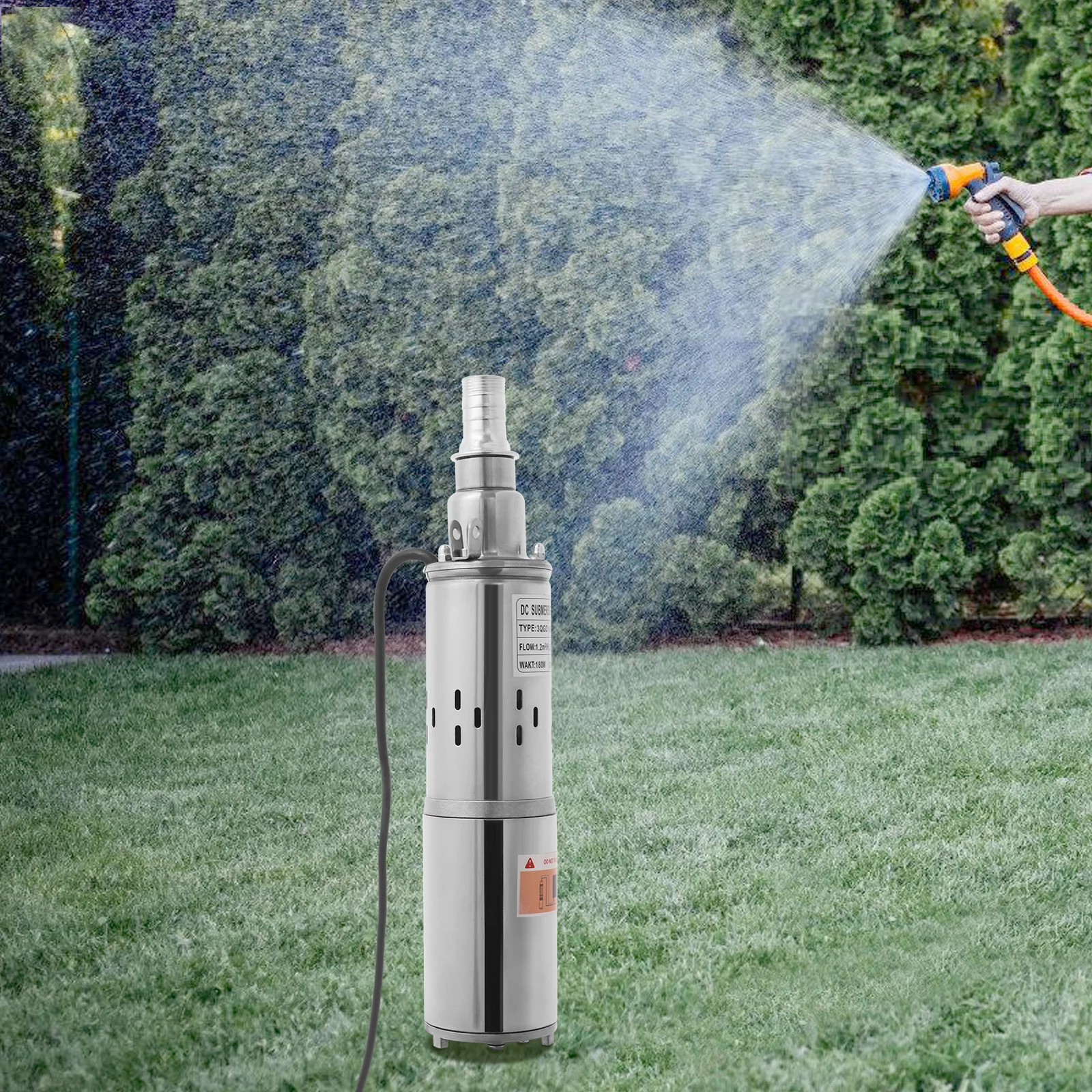 

180W 12V Stainless Steel Water Pump Deep Well Submersible Pump for for Garden Farm Irrigation, 30m/98.43ft Lift
