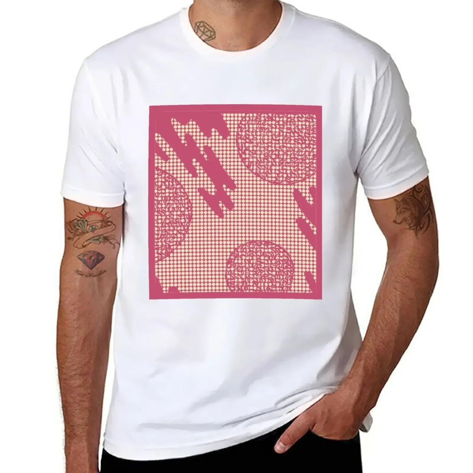 New Pink Monochromatic Abstract T-Shirt Short sleeve man clothes tops mens vintage t shirts