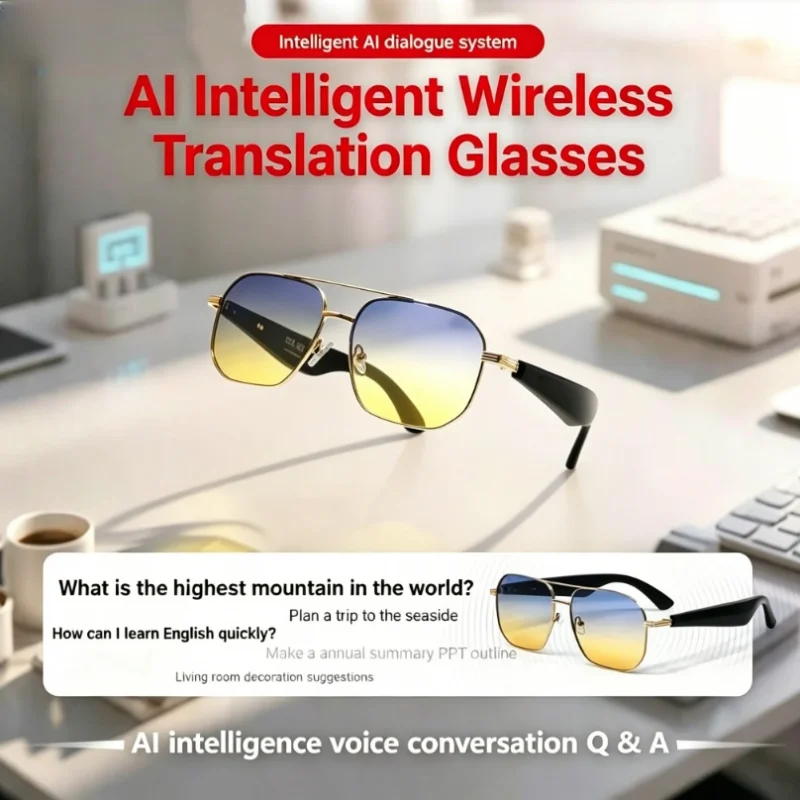 

Wireless Call Headset 2 In 1 AI Smart Glasses, Music Playing Sunglasses, Intelligent Translation, Voice Assistant