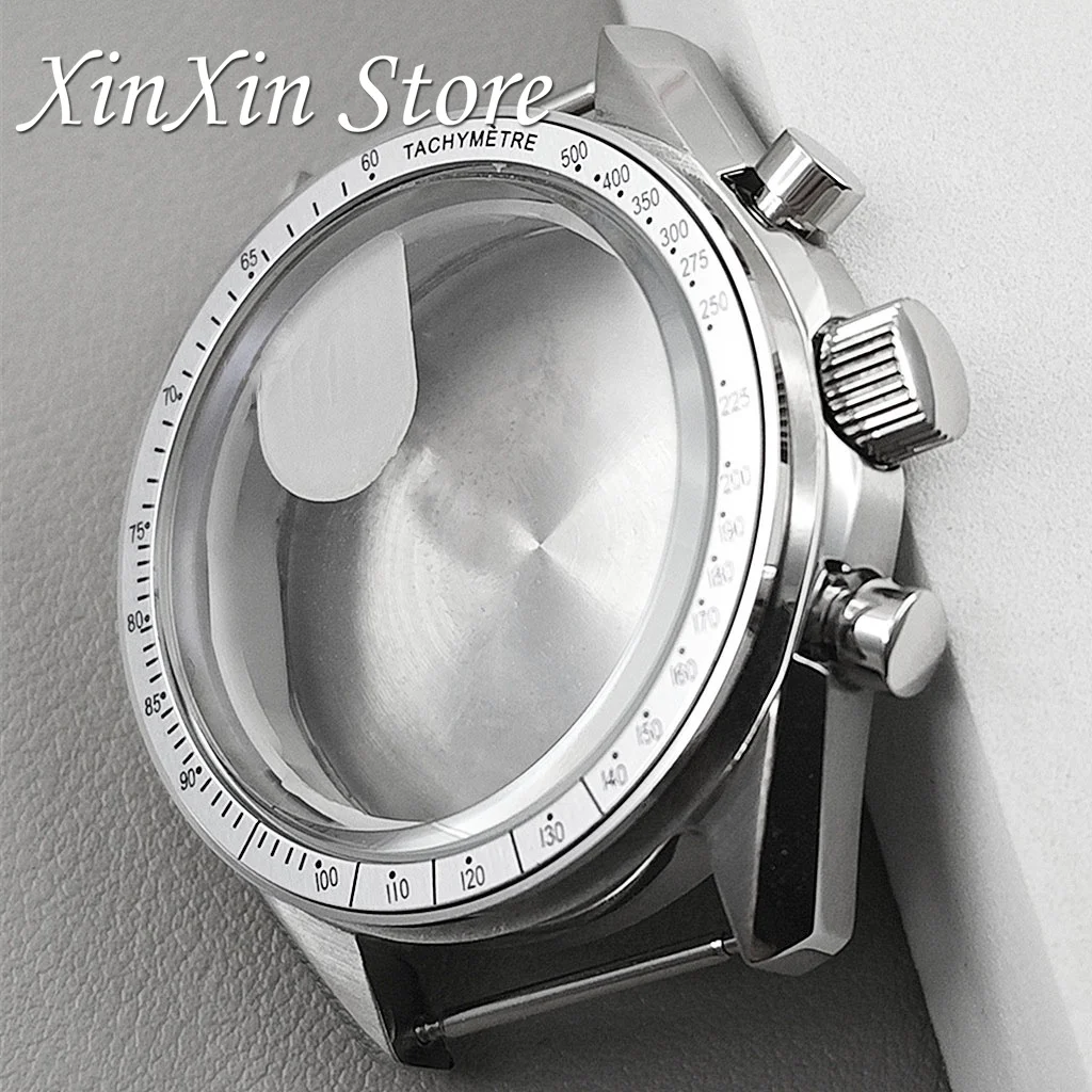 عالية الجودة 39.7 مللي متر ساعة الفولاذ المقاوم للصدأ القمر الغطاء الخلفي حافظة كرونوغراف ل VK63 VK64 حركة الكوارتز لصندوق ساعة OMG