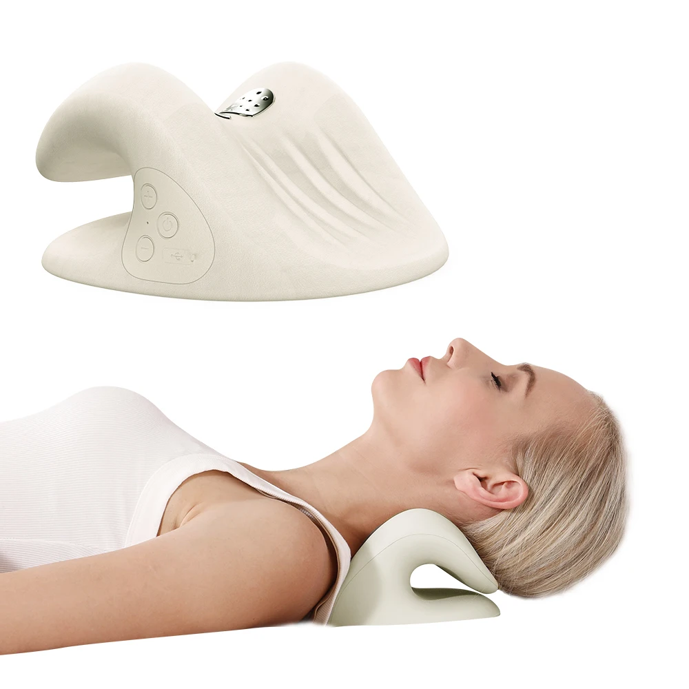 Almohada de masaje eléctrica para columna Cervical, dispositivo de tracción quiropráctica, relajante de hombros y cuello, corrección de columna