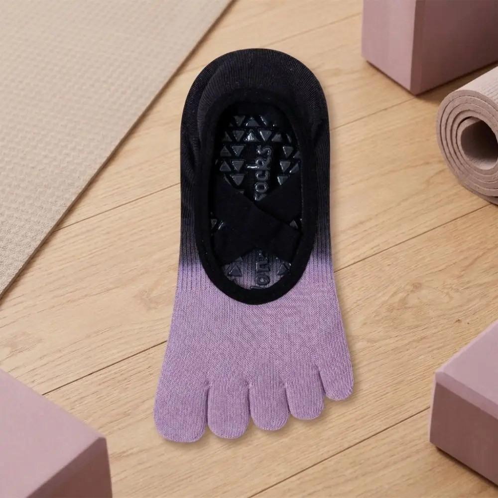 Casual Anti-Slip Sports Five Finger Socks Gradient Color Breathable Women Yoga Socks Split-toed Low-Cut Yoga Short Hosiery Dance