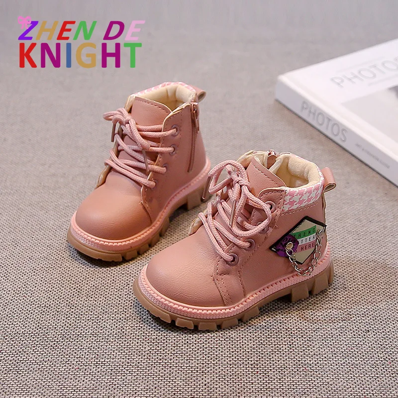 

Baby Girl Fleece-Lined Princess Shoes 2025 AW New Girls' Lace-Up Ankle Boots Children's Leather Footwear