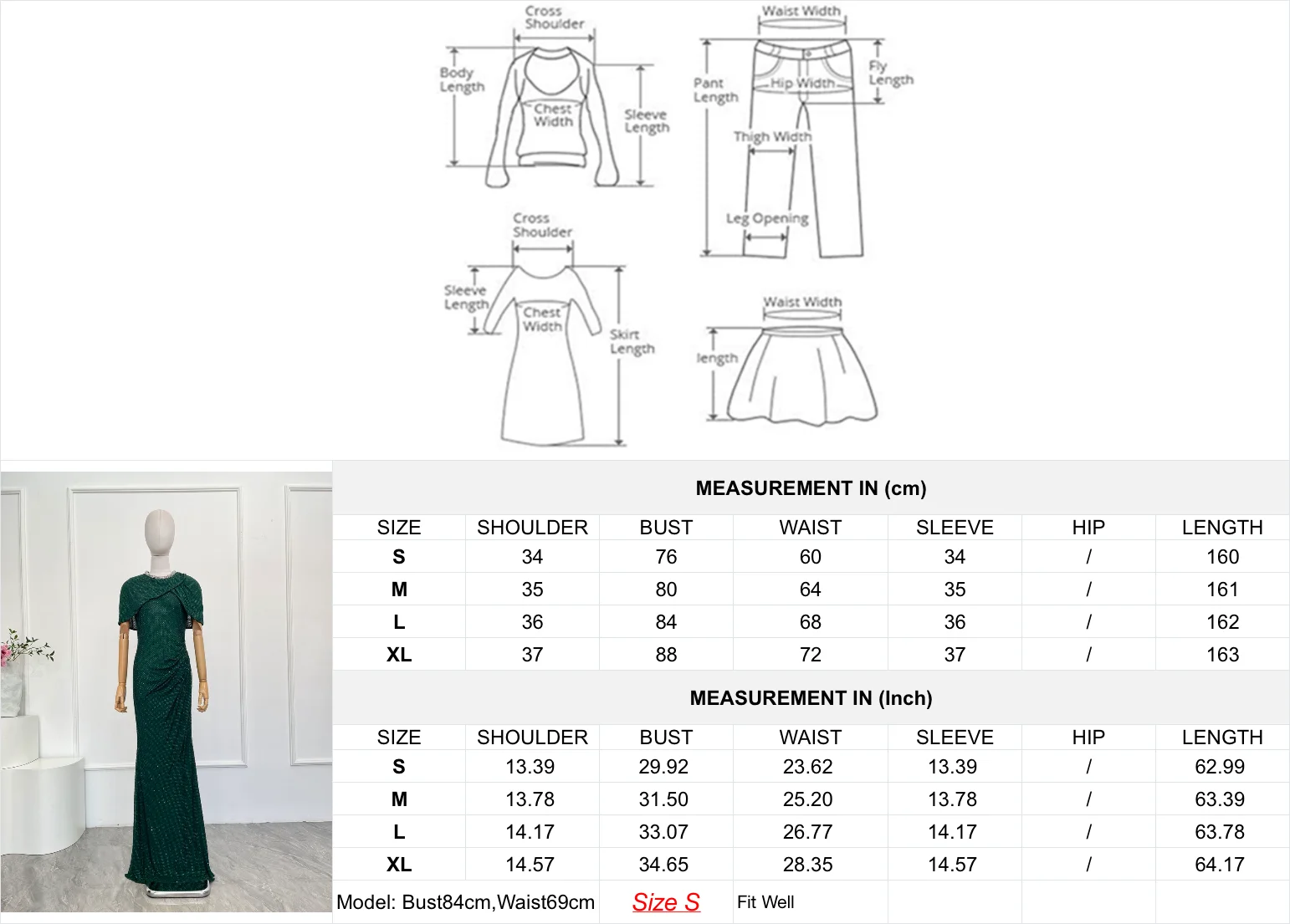 Nowa, zielona sukienka maxi z krótkim rękawem, zdobiona diamentami, idealna na imprezę, model 2025.
