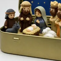 Mini Escena de la Natividad de Jesús en Caja Metálica, Sagrada Familia, Reyes Magos, Pastores y Animales, Decoración Religiosa Navideña, Regalo