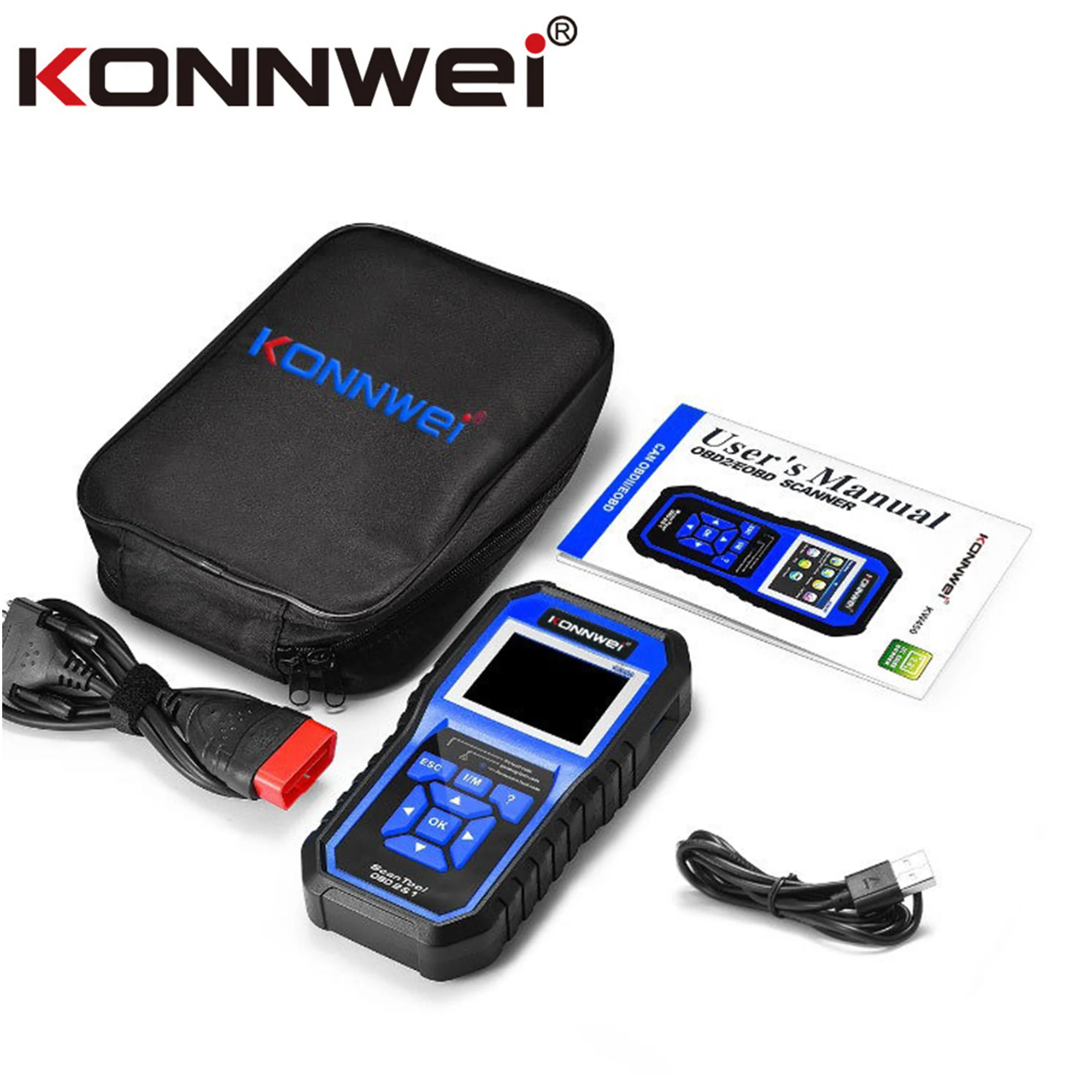 

KONNWEI KW450 OBD2 Diagnostic Tool ABS Airbag Battery matching EPB DPF SAS BAT Match VAG Car Full System Fault Diagnosis Scanner