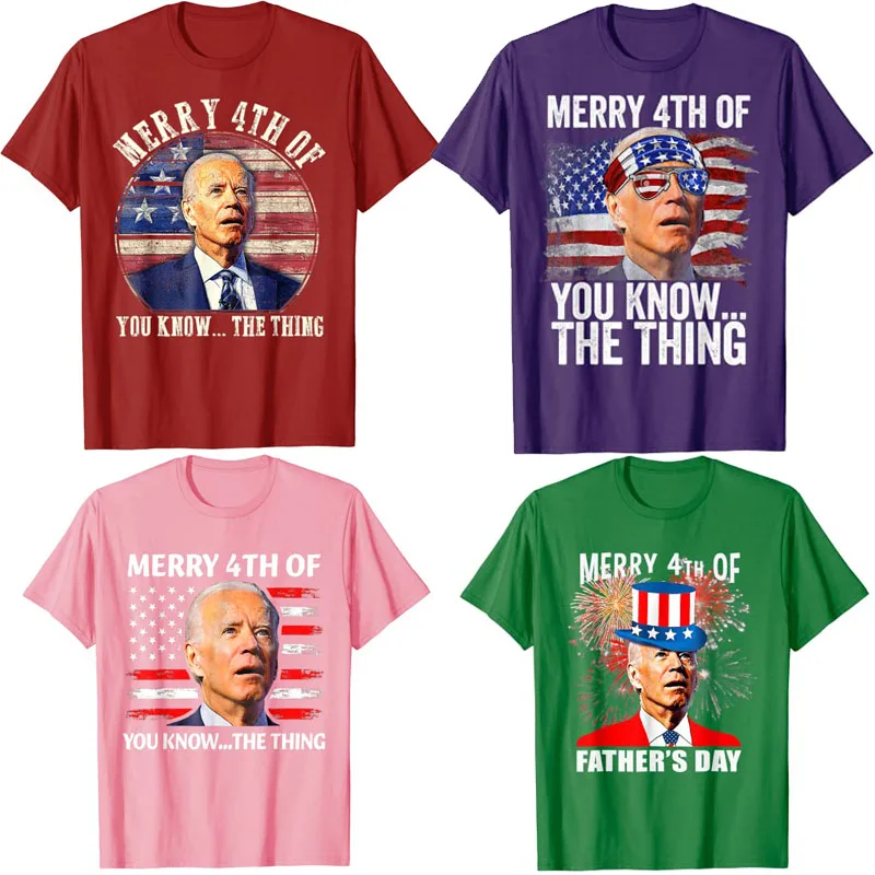 Joe Biden Dazed Merry 4th of You Know...The Thing Independence Day Shirt Funny US Flag Politics T-Shirt Memorial Graphic Tee Top