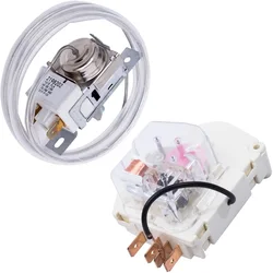 2198202 Refrigerator Cold Control Thermostat and W10822278 Refrigerator Freezer Defrost Timer for Whirlpool & Kenmore