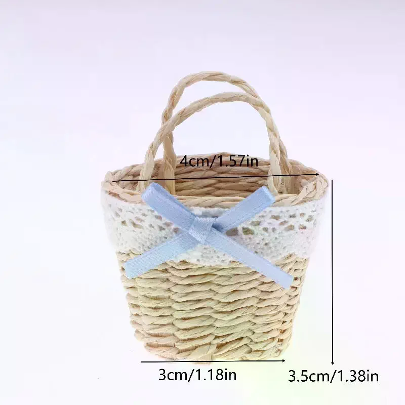 Dollhouse Kitchen Accessories Dolls House Decoration Toy Pretend Play Toys 1/12 Dollhouse Cute Mini Rattan Hand Basket Model