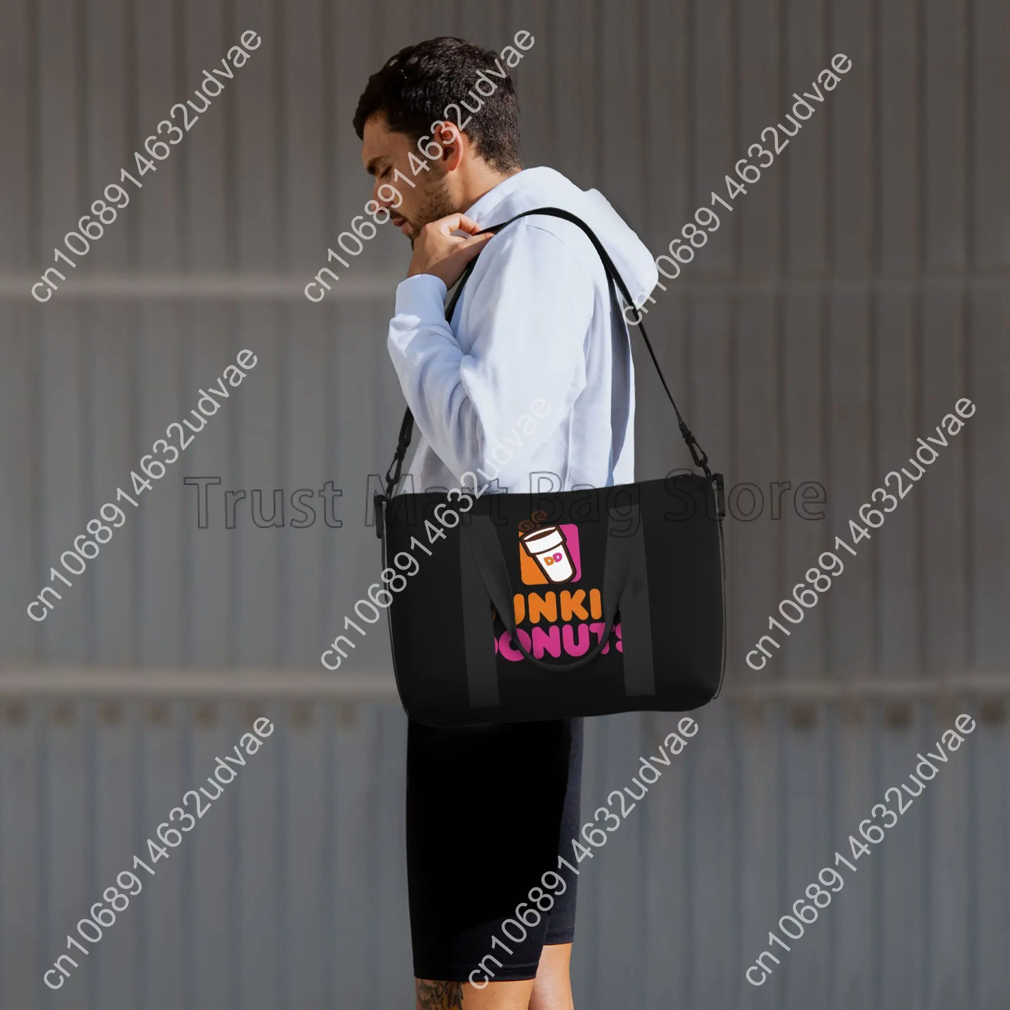 Dunkin Donuts Logo Print Duffel Bag for Boys Girls Handbags for Women Men Waterproof Tote Bags for Travel Gym Beach Daily Use