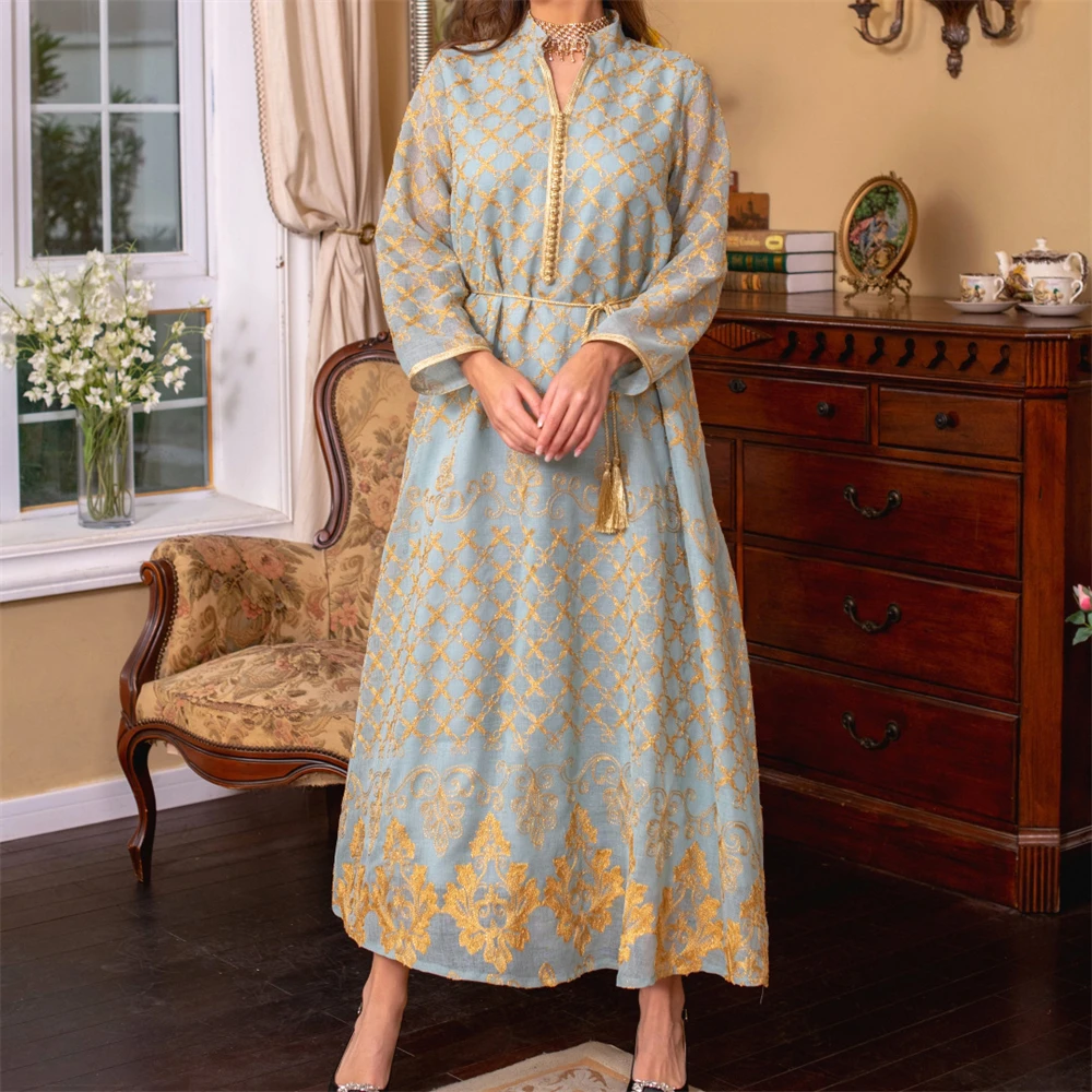

Middle Eastern Fashion Embroidered Dress, Dubai Saudi Women's Robe