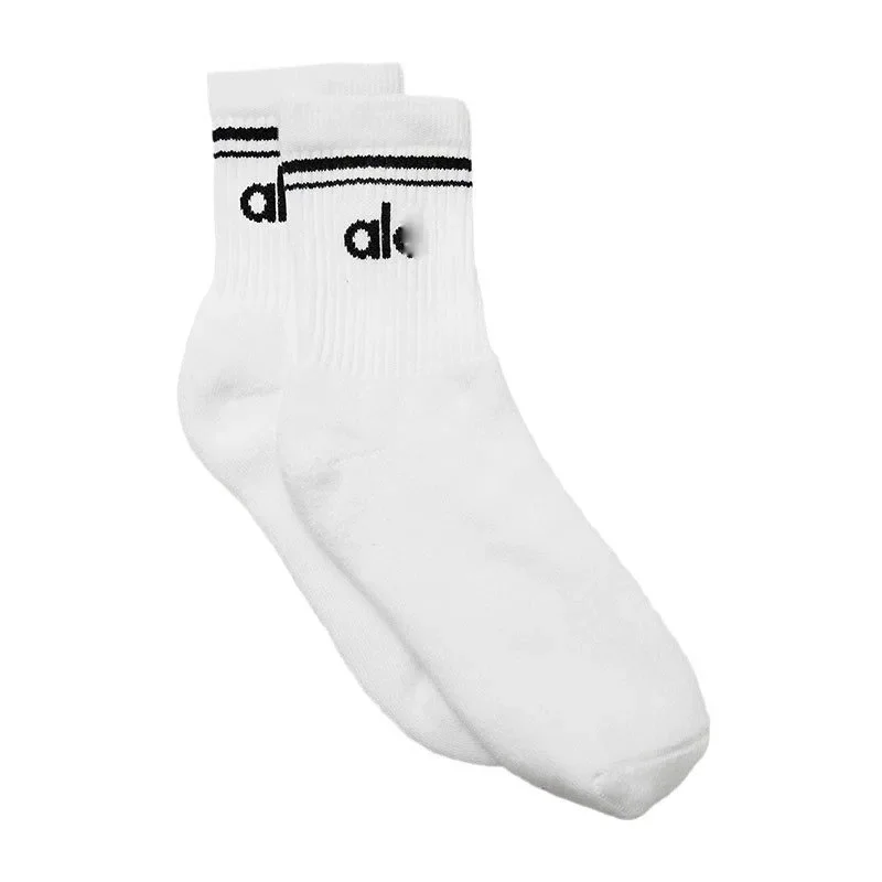 ALO Women's Short Cotton Socks Sports Socks Men Sweat Wicking Socks Classic Stripes Soft Socks