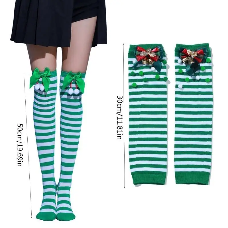 652F الكبار في سن المراهقة متماسكة إطالة قفازات المعصم + جوارب الركبة قفازات بسط نمط عيد الميلاد #6