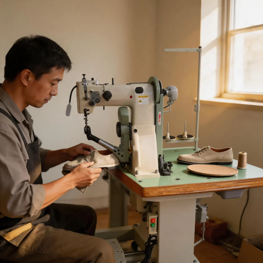 Wholesale Industrial Double Thread Swing Arm Side Stitching Sewing Machine With Walking Foot And Motor For Shoe Border Inseam