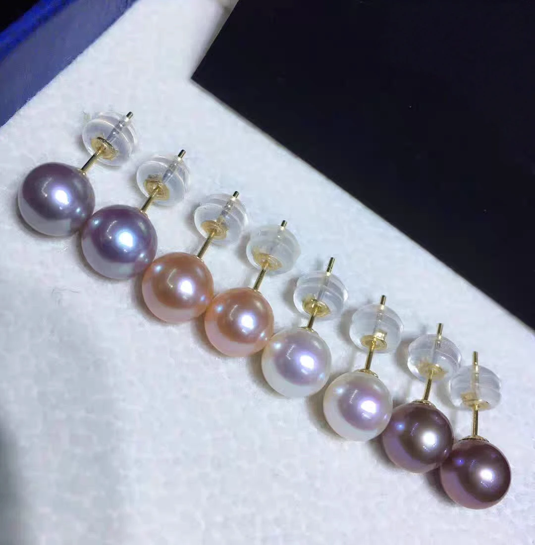 Perlas naturales de agua dulce JSS 3-5A, cuentas redondas sueltas con agujeros semiesperforados, blanco, rosa, morado, 2-12mm para fabricación de joyas