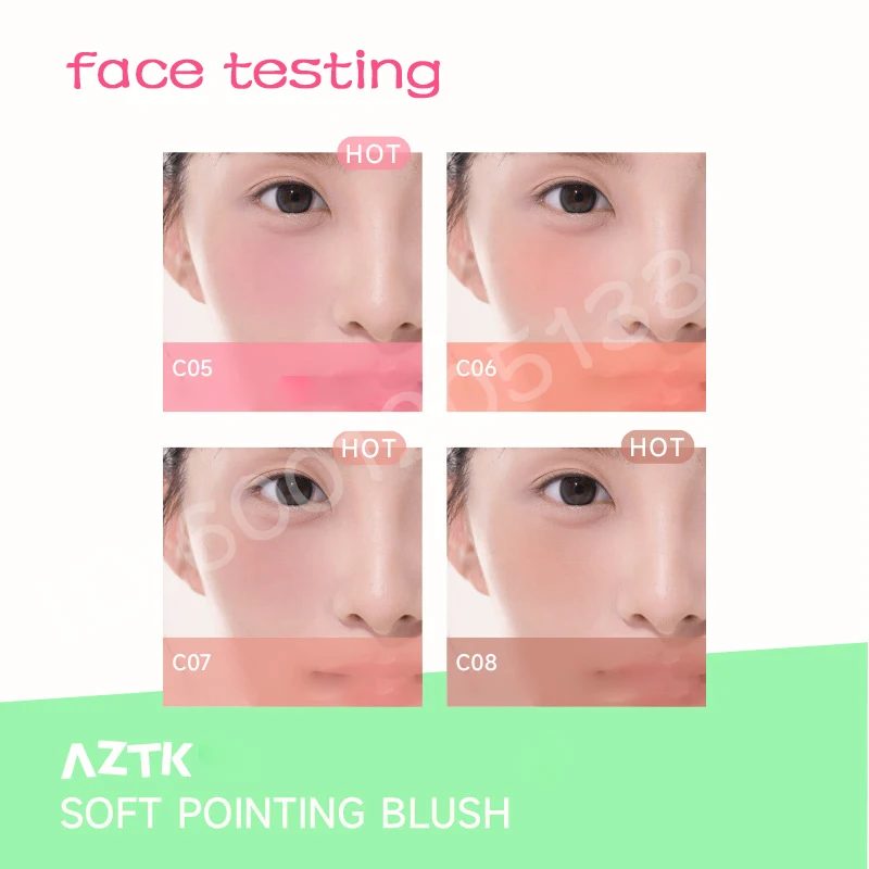 AZTK Blush Soft Pointing Blusher Cushion Blush Balm Expansion Matte Portable Brightening Naturally Clear Face Rouge Makeup