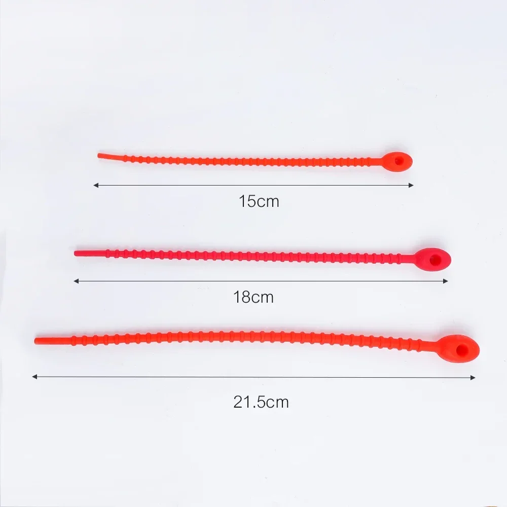 6Pcs Cable Zip Ties Silicone Self Locking Wire Cord Winder Organizer 150mm 180mm 215mm Multi-use Home Office Cable Management