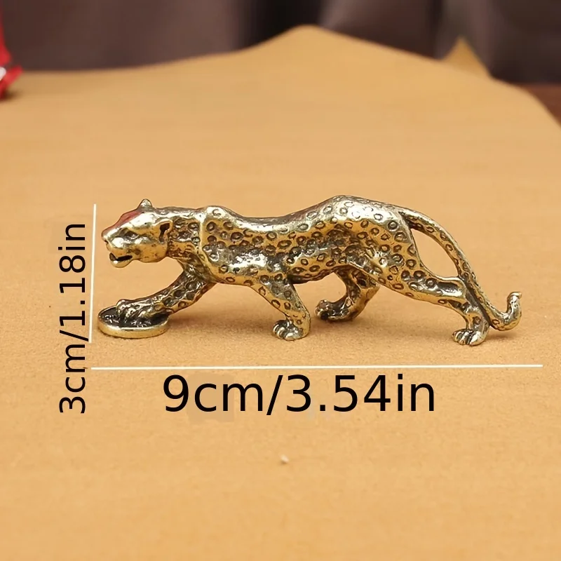 1pc Vintage Brass Metal Leopard Ornament,Decorative Desk Accessory,Office Desktop Decor,  Home Decoration,Money Leopard Figurine