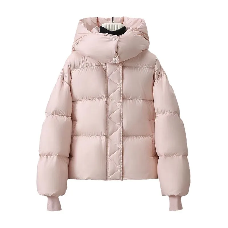 Short Women's Cotton-padded Jacket 2025 Autumn and Winter Padded Hooded Zipper Commuter Jacket