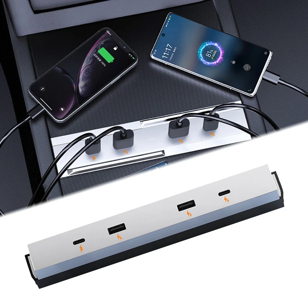 4 in 1 27W-65W Usb Extender tesla Accessories for Tesla Model Y Launch Juniper 2025 Model 3 Highland 2024-2026 Expansion Dock