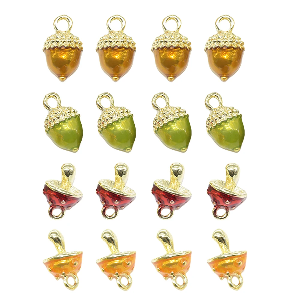 5Pcs 3D Acorn Mushroom Enamel Charms Alloy Metal Plant Pendants For DIY Necklace Bracelet Jewelry Making Accessories Wholesale